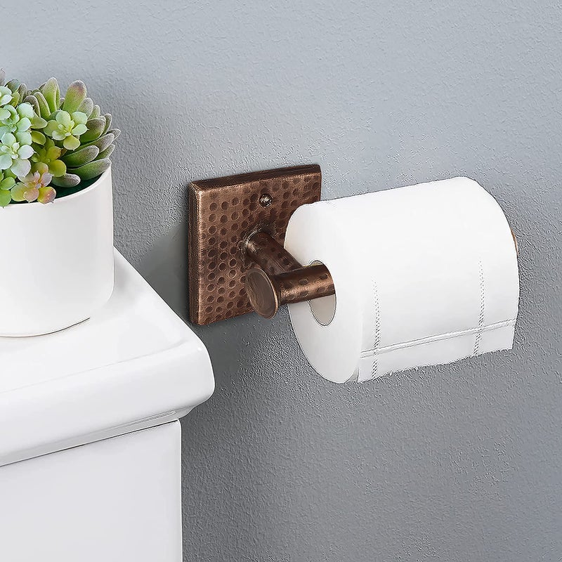 Monarch Abode Bathroom Toilet Paper Holder â€“ 7-inch Traditional Hand Hammered Metal Wall Mounted Toilet Paper Holder, Wall Mount Organizer Antique Copper Finish Decorative Tissue Holders for Bathroom - Image 3